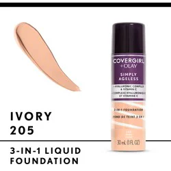 Covergirl COVERGIRL & Olay Simply Ageless 3-in-1 Liquid Foundation, Ivory 205, 1 fl oz (30 ml)