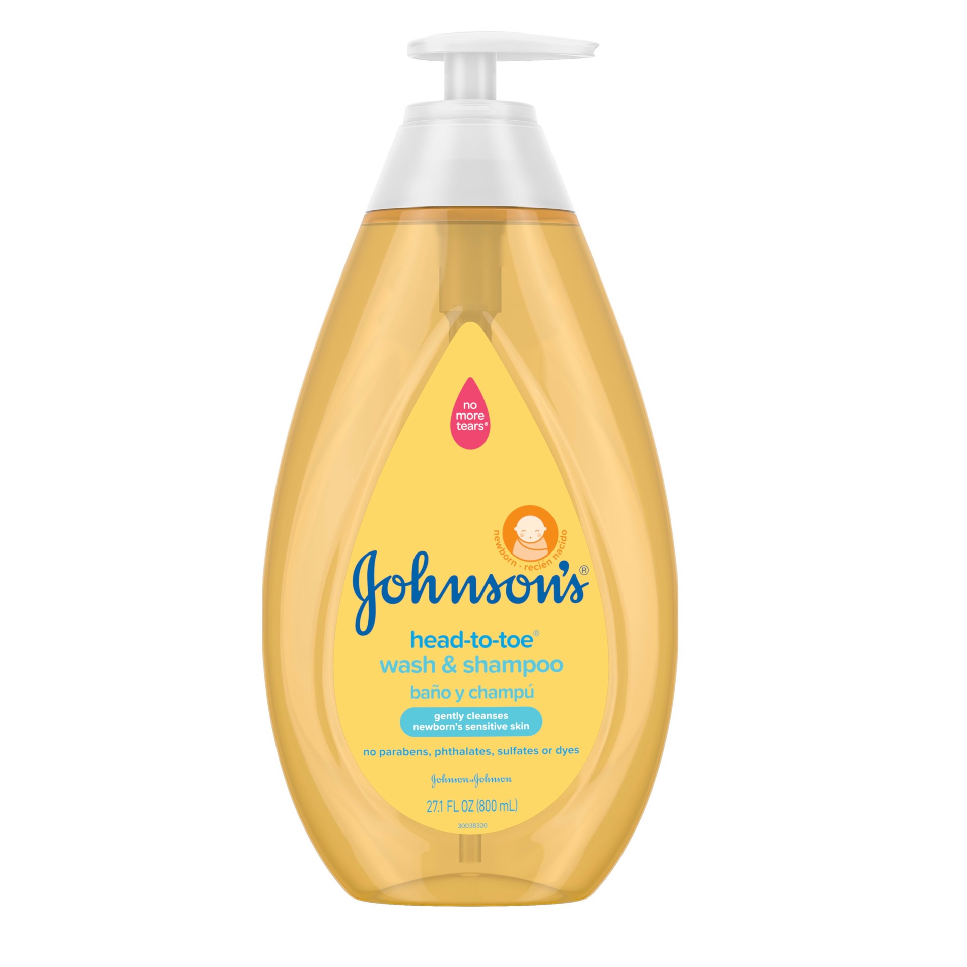 slide 2 of 5, Johnson's Head-To-Toe Gentle Baby Body Wash & Shampoo, Tear-Free, Sulfate-Free & Hypoallergenic Bath Wash & Shampoo for Baby's Sensitive Skin & Hair, Washes Away 99.9% Of Germs 27.1 fl. oz, 27.10 fl oz