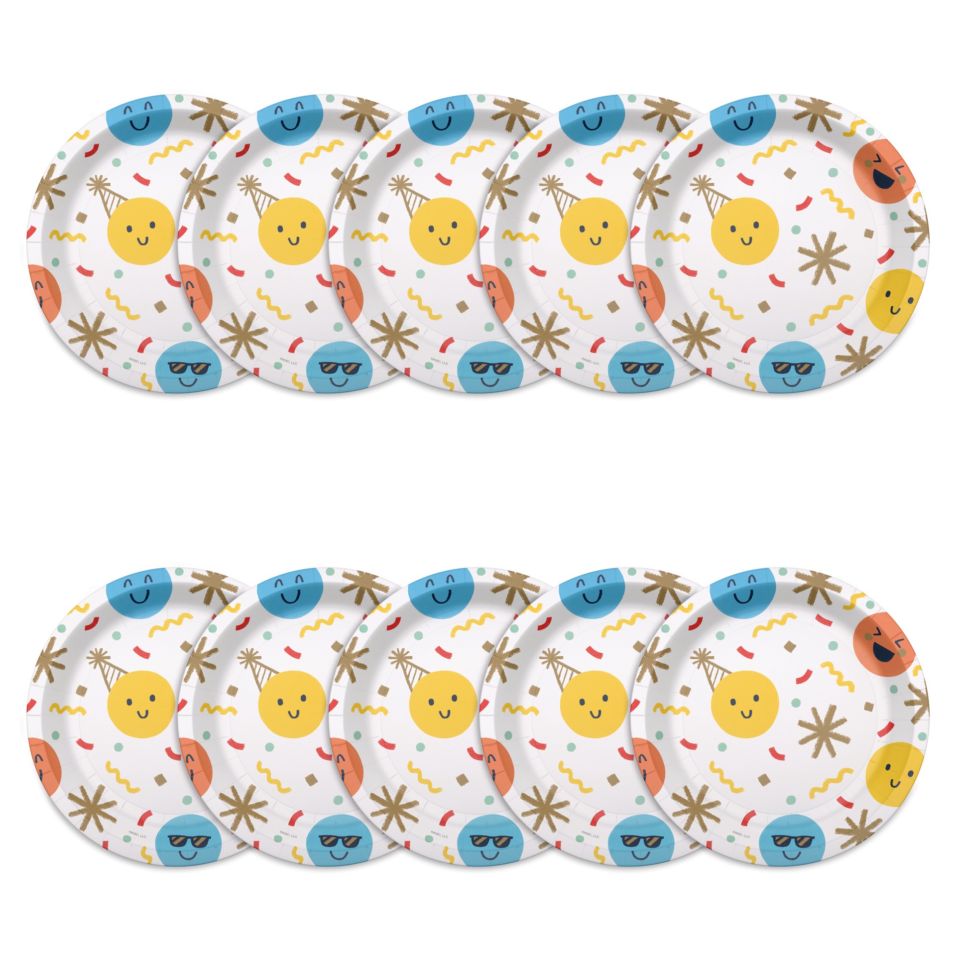 slide 2 of 3, American Greetings 10-Count 7" Paper Plates, Multicolored Smiley Faces, 1 ct