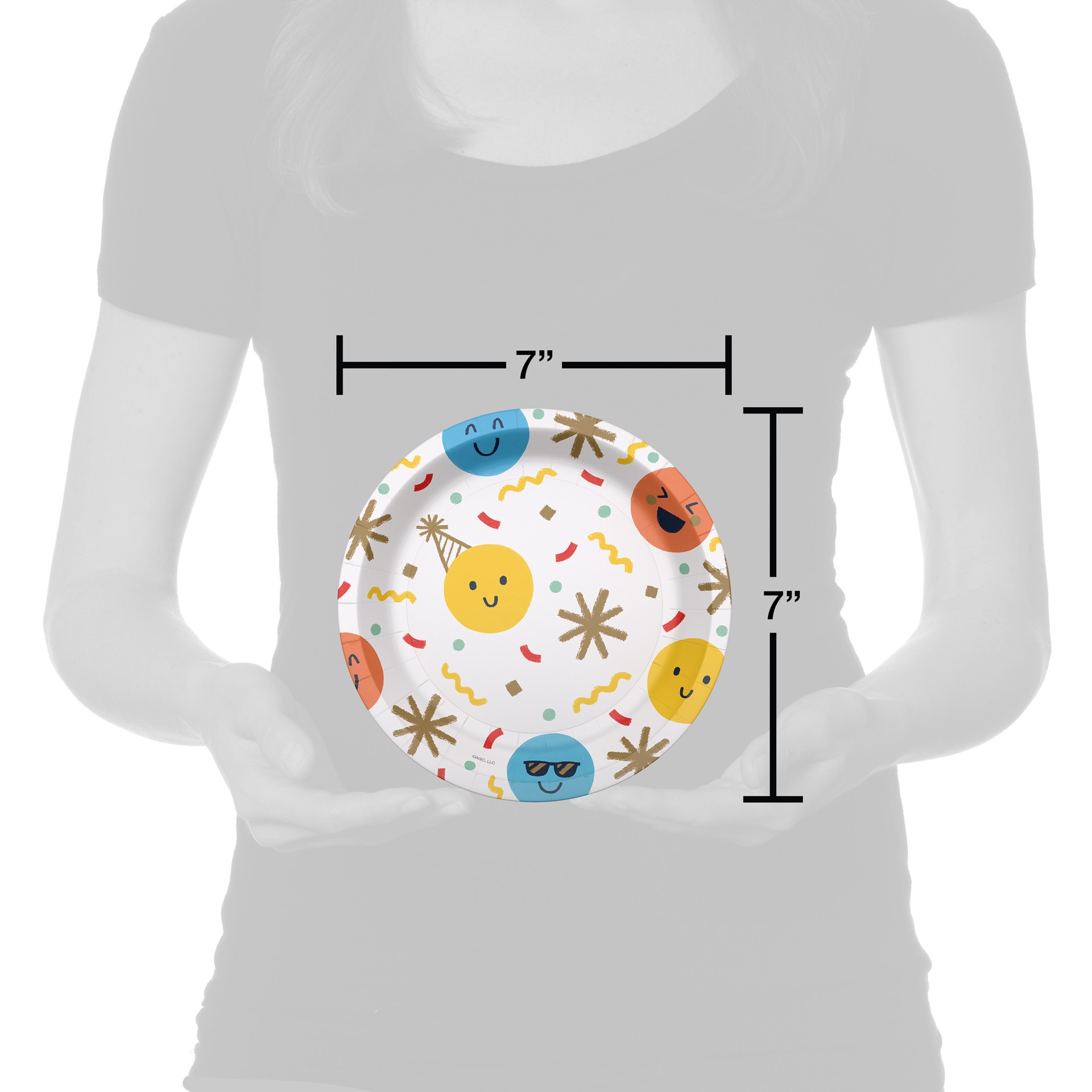 slide 3 of 3, American Greetings 10-Count 7" Paper Plates, Multicolored Smiley Faces, 1 ct