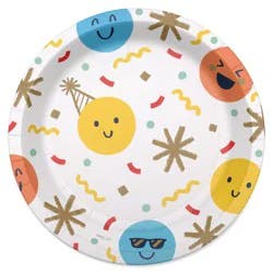 American Greetings 10-Count 7" Paper Plates, Multicolored Smiley Faces