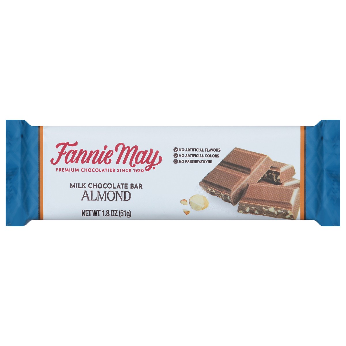 slide 1 of 9, Fannie May Chocolate & Almond Bar, 1.8 oz