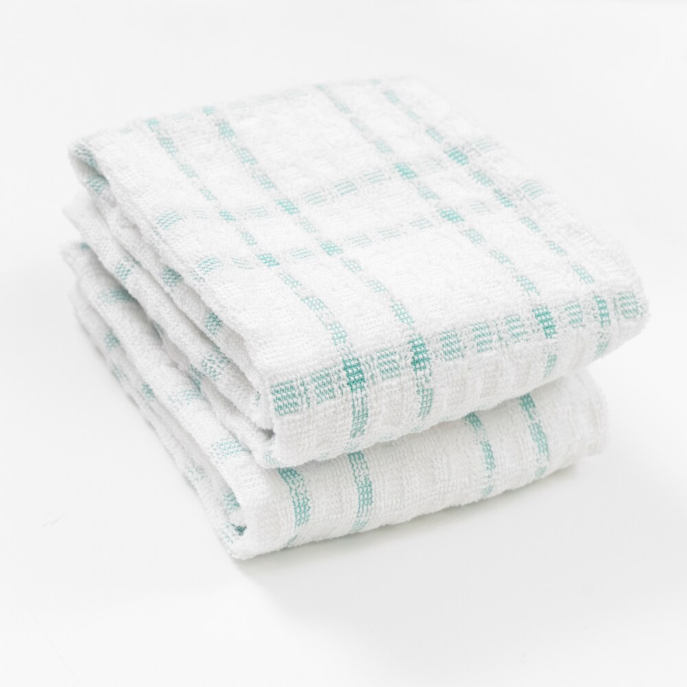 slide 2 of 3, Everyday Living Grid Kitchen Towels - Teal, 2 ct