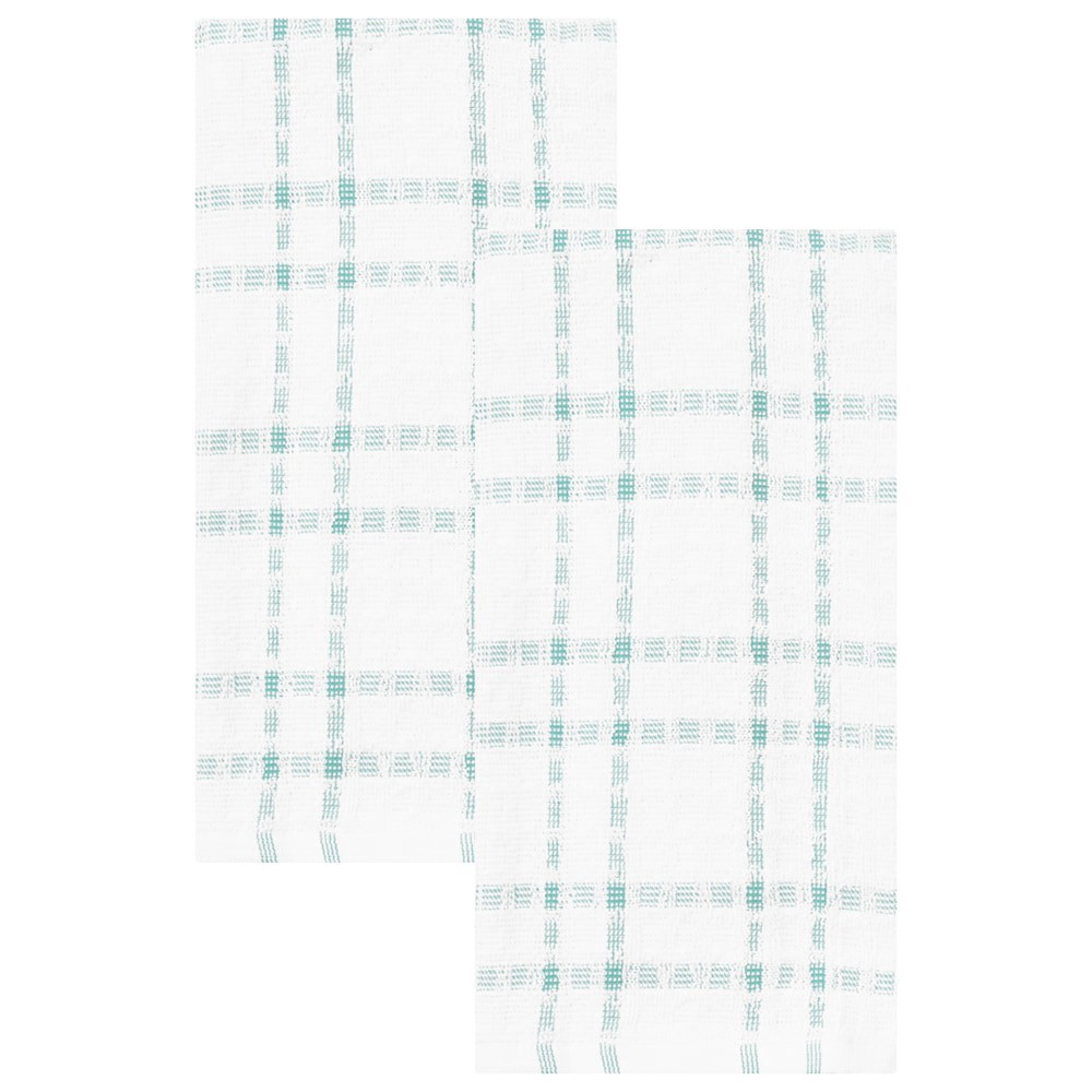 slide 3 of 3, Everyday Living Grid Kitchen Towels - Teal, 2 ct