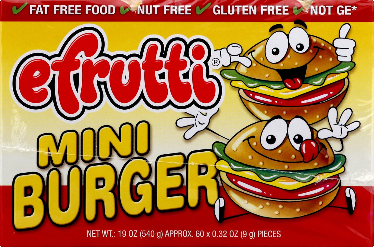 slide 9 of 10, eFrutti Mini Burger Gummi Candy 60 ea, 60 ct
