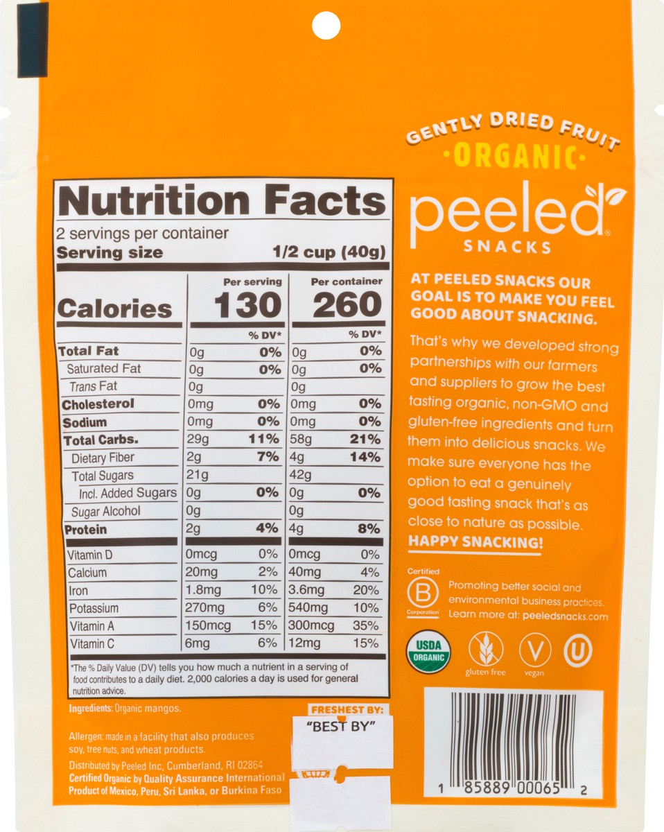 slide 5 of 9, Peeled Snacks Organic Gently Mango Dried Fruit 2.8 oz, 2.8 oz