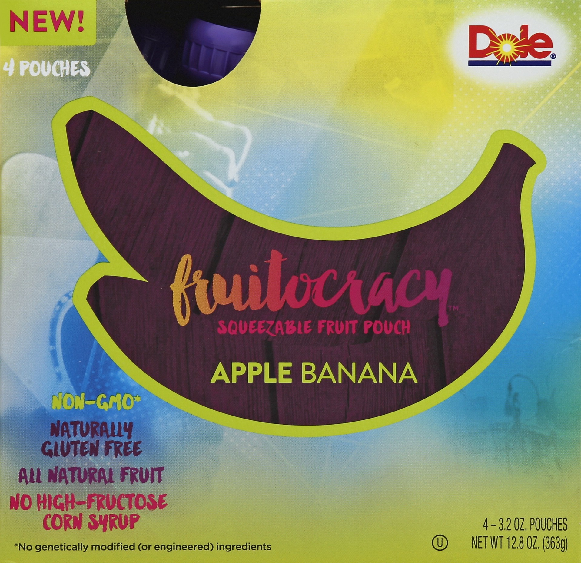 slide 1 of 1, Dole Fruitocracy Apple Banana Fruit Pouch, 12.8 oz