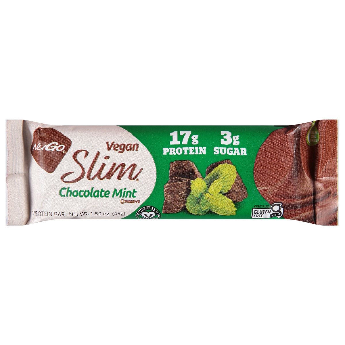 slide 1 of 9, NuGo Slim Chocolate Mint Protein Bar 1.59 oz, 1.59 oz