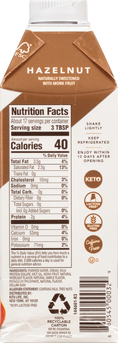 slide 4 of 13, Kitu Life Hazelnut Super Creamer Protein+m, 25.4 fl oz