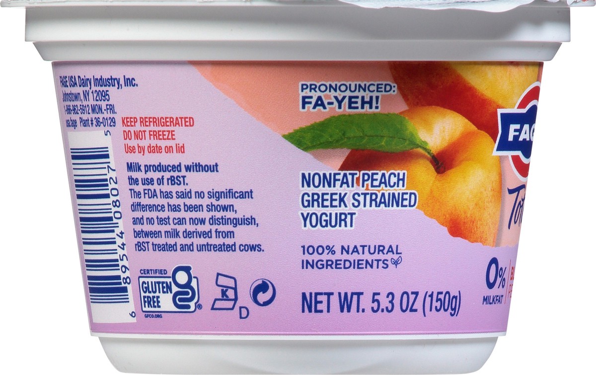 slide 3 of 13, Fage Total Strained Nonfat Greek Peach Yogurt 5.3 oz, 5.3 oz