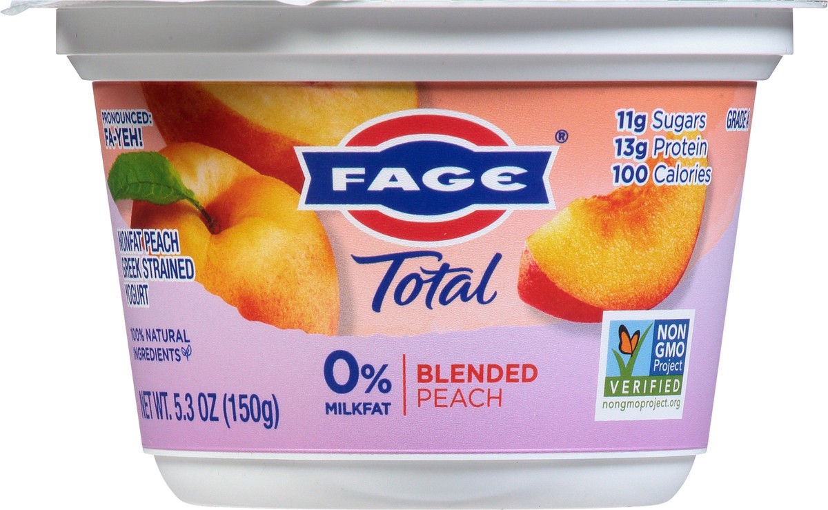 slide 1 of 13, Fage Total Strained Nonfat Greek Peach Yogurt 5.3 oz, 5.3 oz