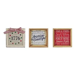 Meijer Corporate Seasonal Americana Wooden Box Block Sign Patriotic House Table Top