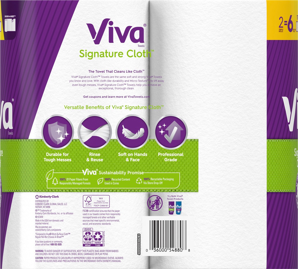 slide 9 of 10, Viva Signature Cloth Paper Towels, Choose-A-Sheet - 2 Triple Rolls (141 Sheets per Roll), 2 ct