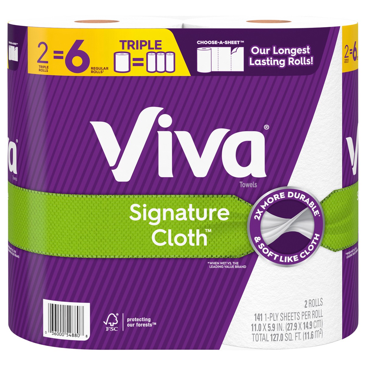 slide 1 of 10, Viva Signature Cloth Paper Towels, Choose-A-Sheet - 2 Triple Rolls (141 Sheets per Roll), 2 ct