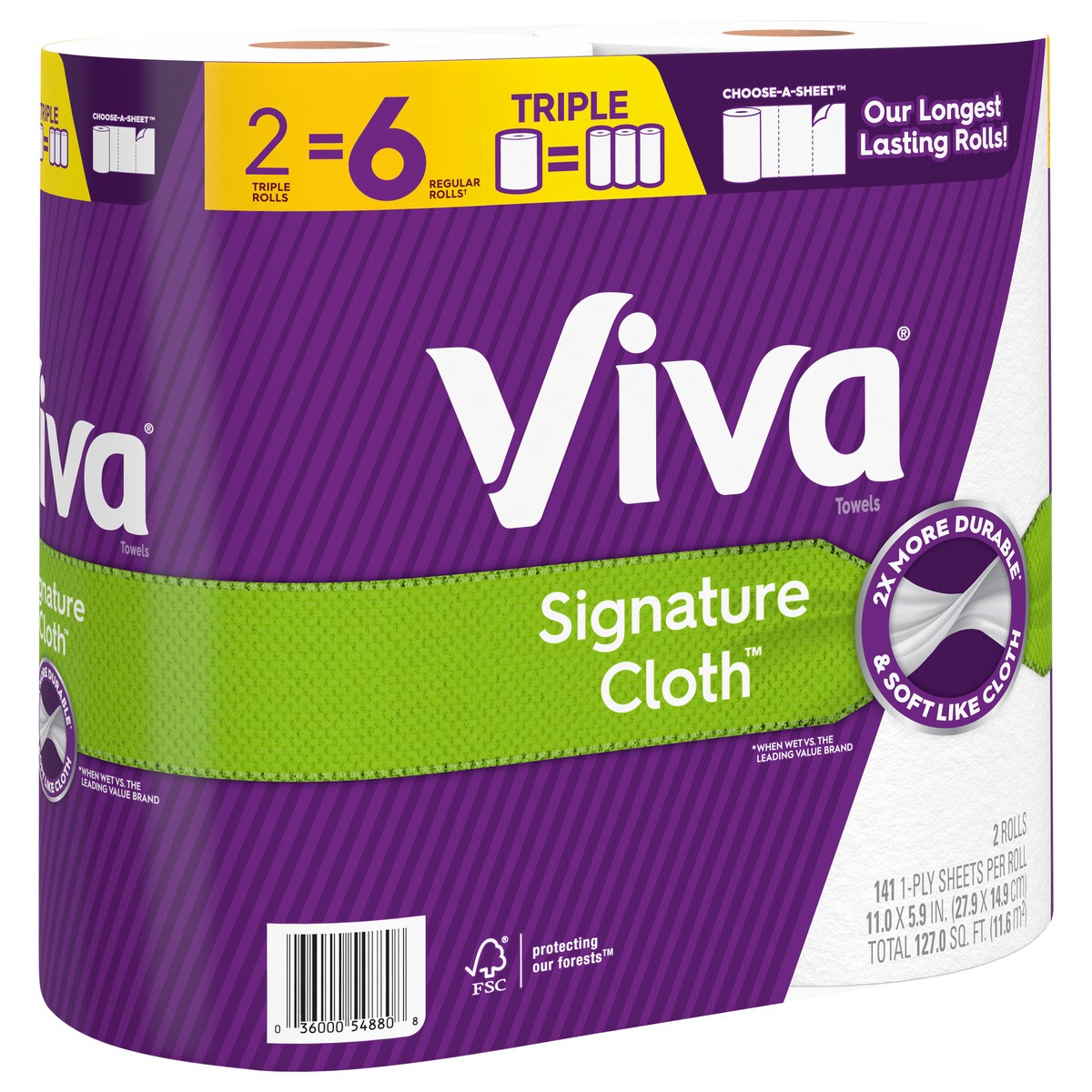 slide 10 of 10, Viva Signature Cloth Paper Towels, Choose-A-Sheet - 2 Triple Rolls (141 Sheets per Roll), 2 ct