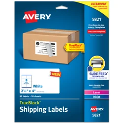 Avery White Shipping Labels - 8 Up