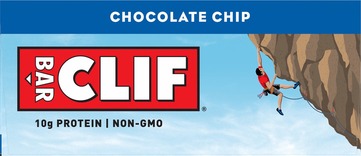 slide 8 of 11, CLIF BAR - Chocolate Chip - Made with Organic Oats - 10g Protein - Non-GMO - Plant Based - Energy Bars - 2.4 oz. (6 Pack), 14.4 oz