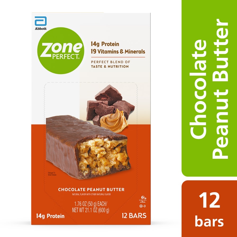 slide 1 of 1, Zone Perfect Chocolate Peanut Butter Nutrition Bars, 12 ct; 1.76 oz