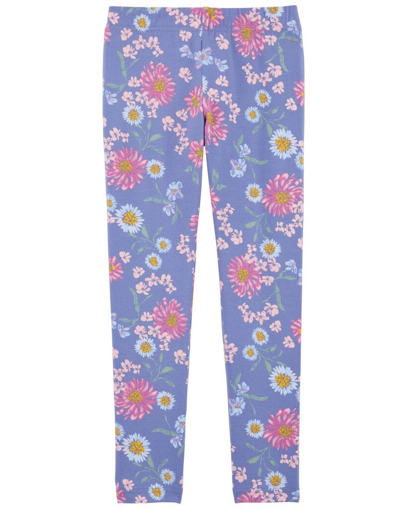slide 3 of 3, Oshkosh Kid Sunflower Print Stretch Leggings Purple 5, 1 ct