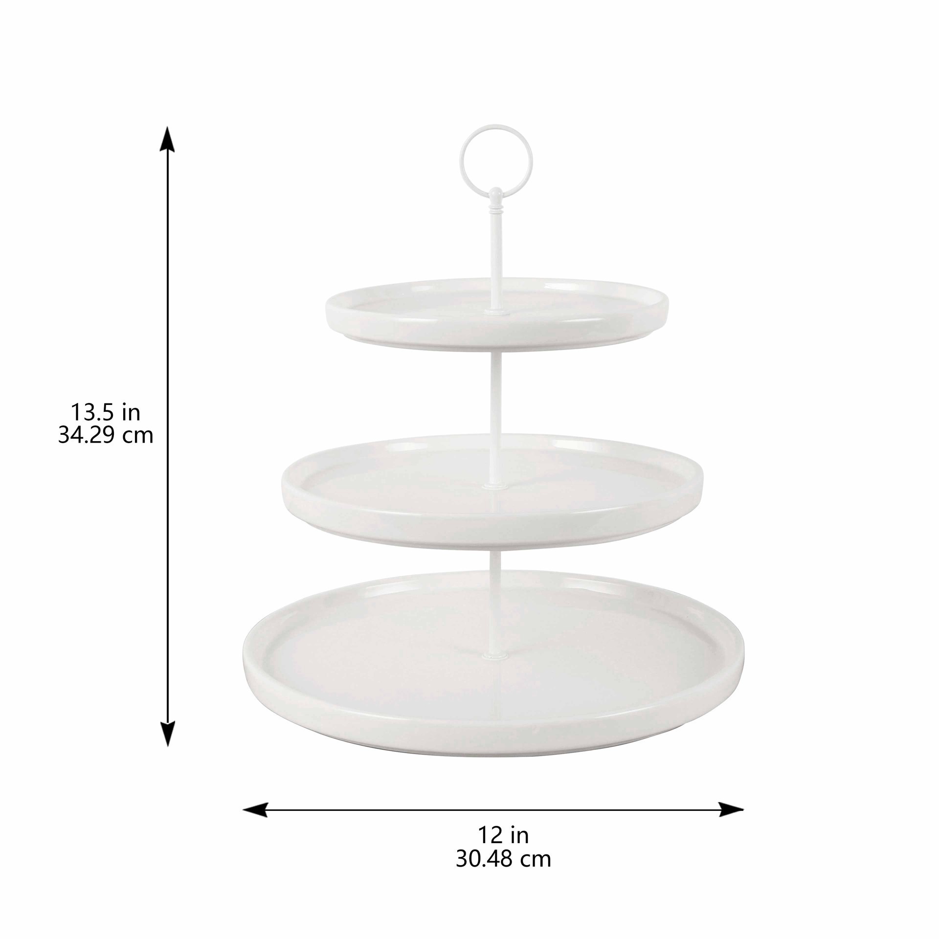 slide 3 of 4, 13.5" White 3-Tier Ceramic Cake Stand By Celebrate It, 12 in x 13.5 in