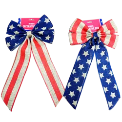 Meijer Corporate Seasonal Patriotic Burlap Large Bow, 10 in x 18 in