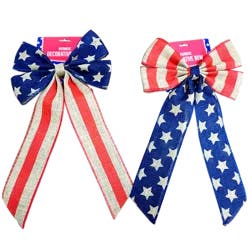 Meijer Corporate Seasonal Patriotic Burlap Large Bow, 10 in x 18 in