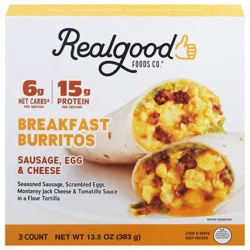Realgood Sausage Egg & Cheese Breakfast Burritos - 3 ea
