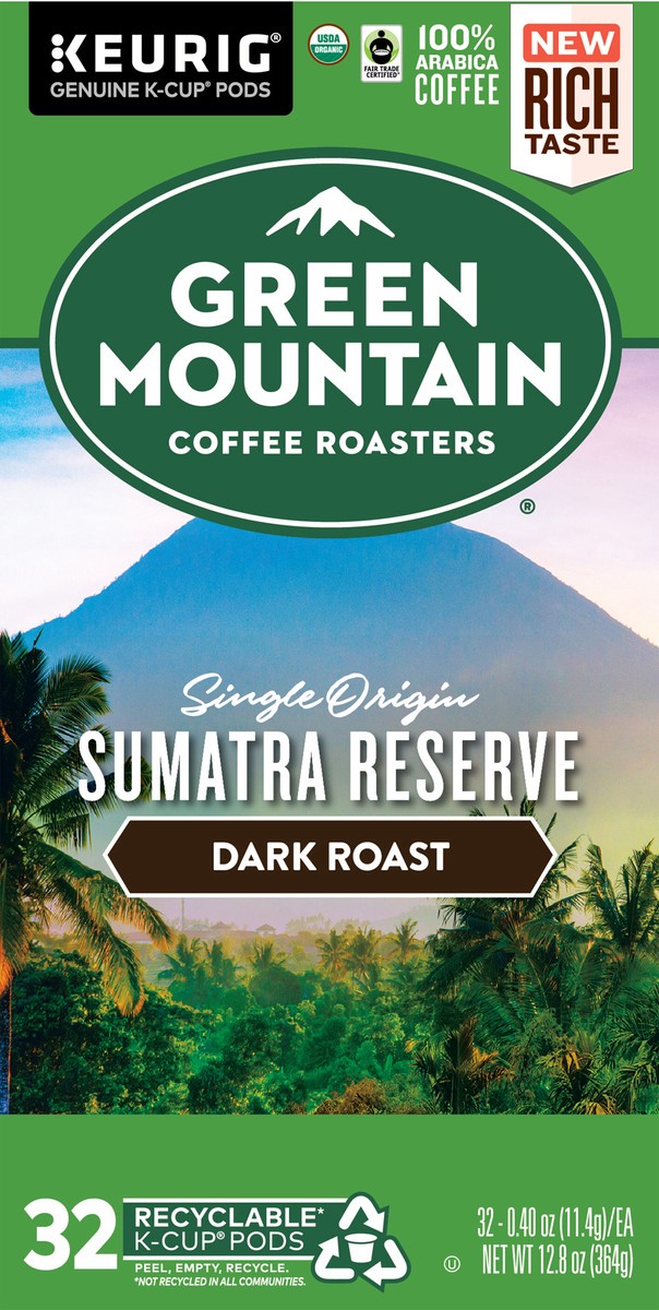 slide 3 of 8, Green Mountain K-Cup Pods Sumatra Reserve Coffee 32 Pods 0.40 oz ea, 32 ct