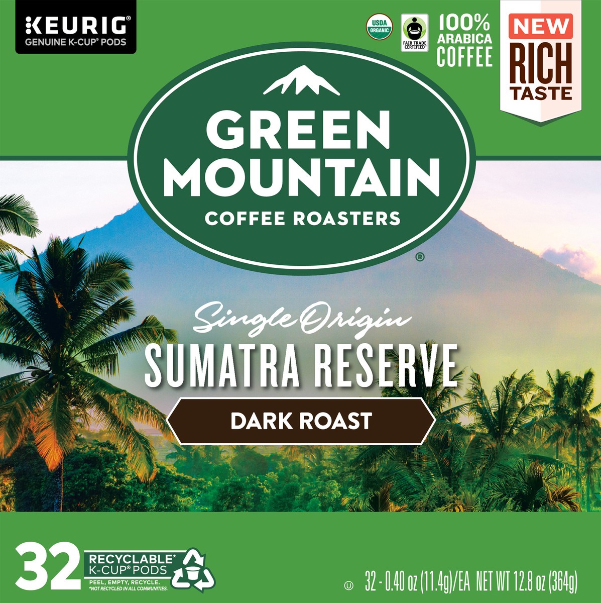 slide 5 of 8, Green Mountain K-Cup Pods Sumatra Reserve Coffee 32 Pods 0.40 oz ea, 32 ct