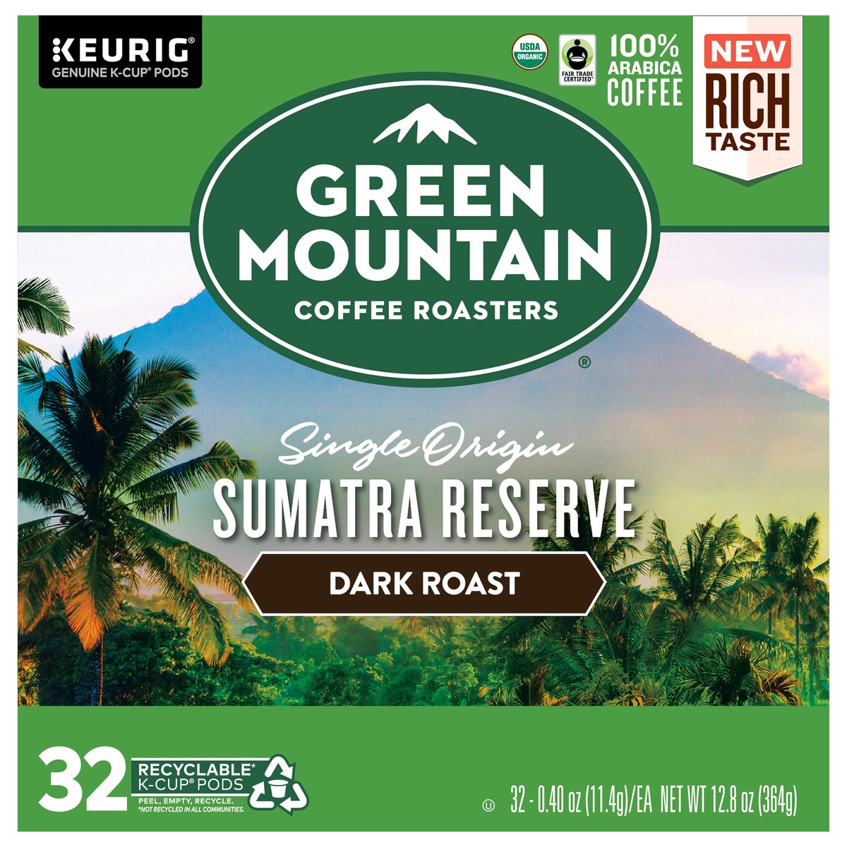 slide 7 of 8, Green Mountain K-Cup Pods Sumatra Reserve Coffee 32 Pods 0.40 oz ea, 32 ct