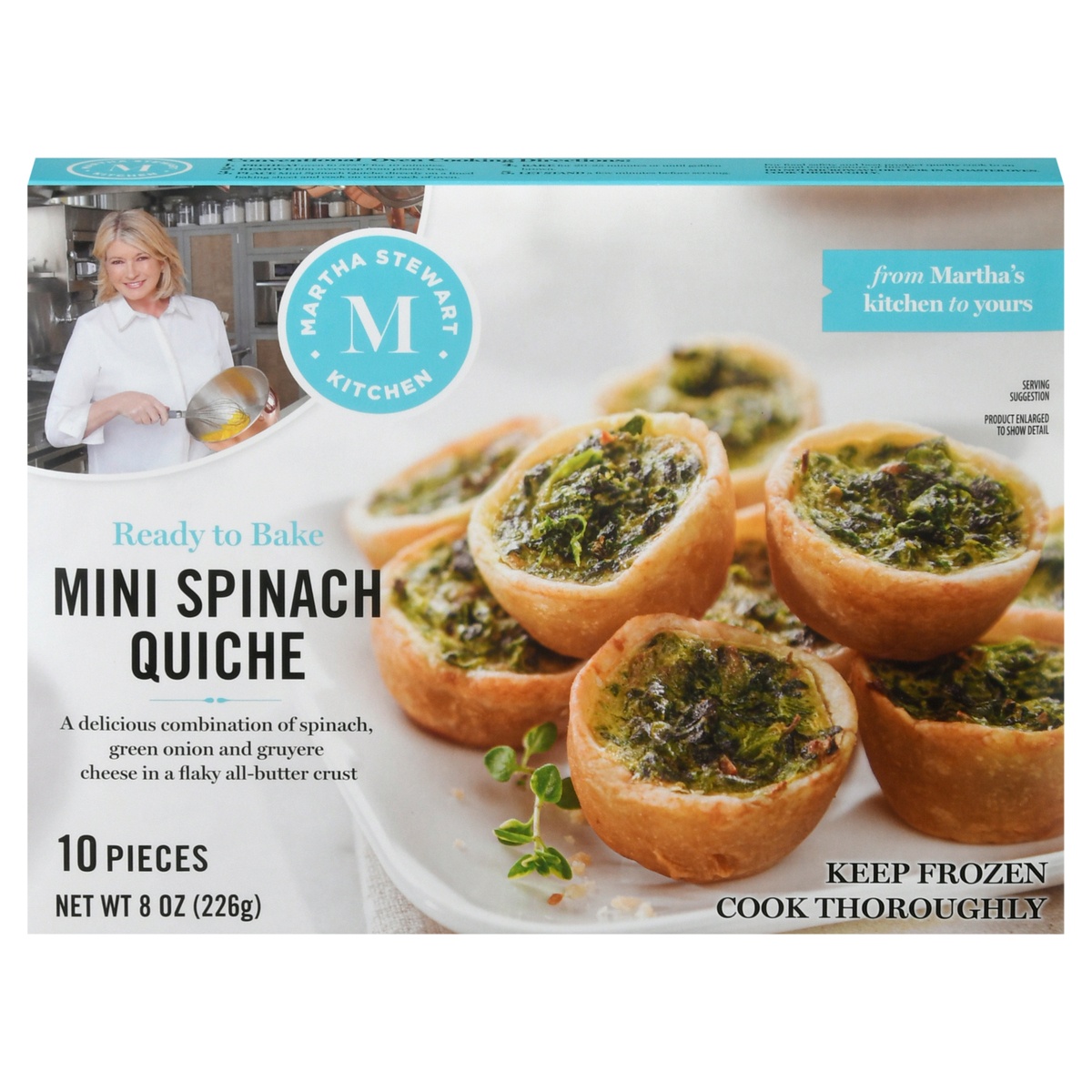 slide 1 of 9, Martha Stewart Kitchen Mini Spinach Quiche 10 10 10 ea Box, 10 ct