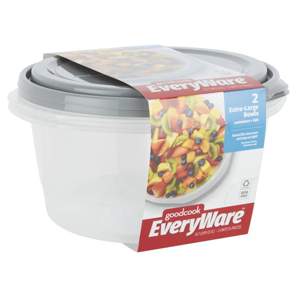 slide 7 of 9, Good Cook Everyware Extra-Large Bowls Containers + Lids 2 ea, 2 ct