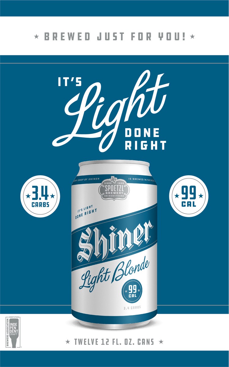 slide 6 of 8, Shiner Light Blonde Beer 12-12 fl. oz. Cans, 12 ct; 12 fl oz