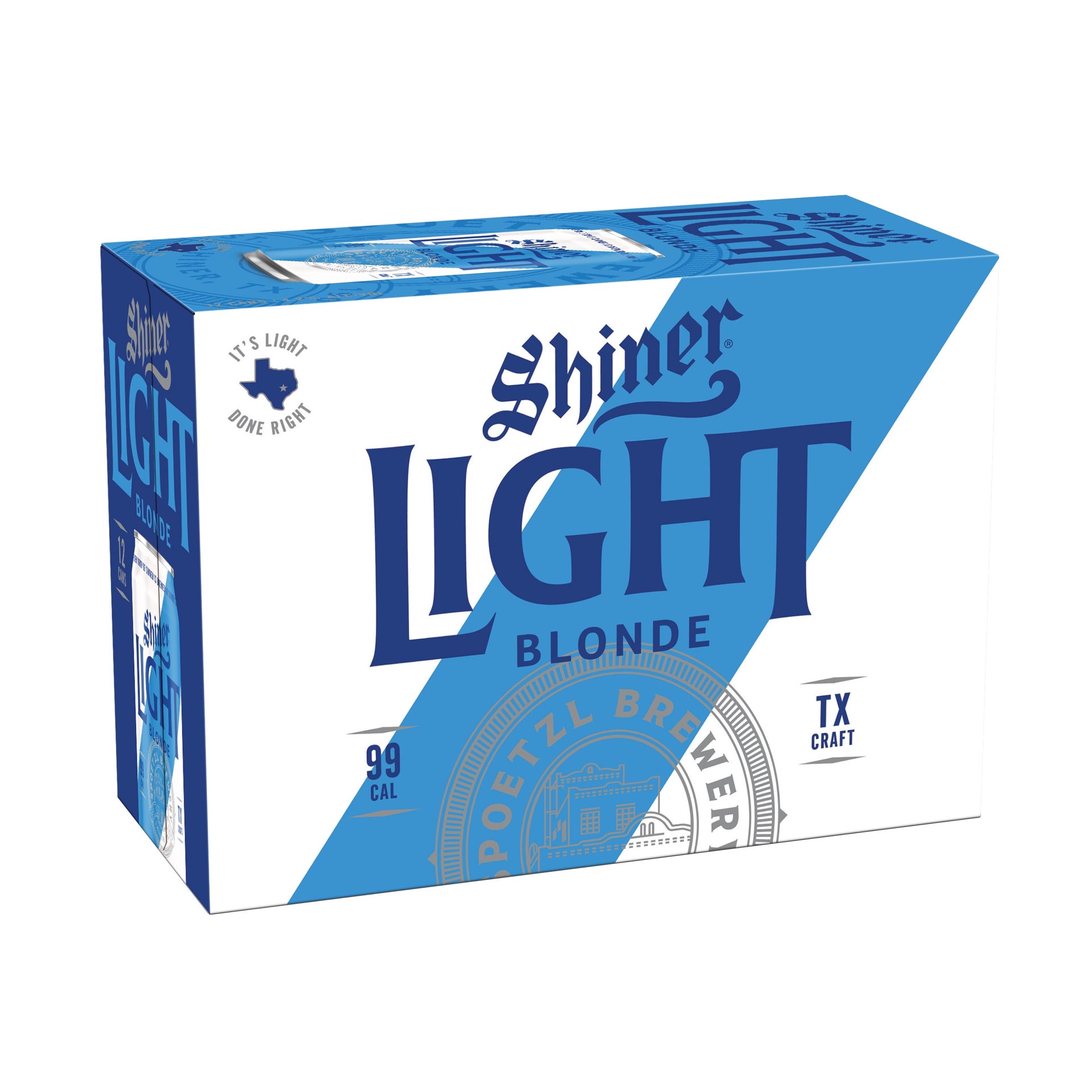 slide 1 of 8, Shiner Light Blonde Beer, Shiner Craft Beer, 12 Pack, 12 fl oz Cans, 4.2% ABV, 99 Calories, 3.4g Carbs, 12 fl oz