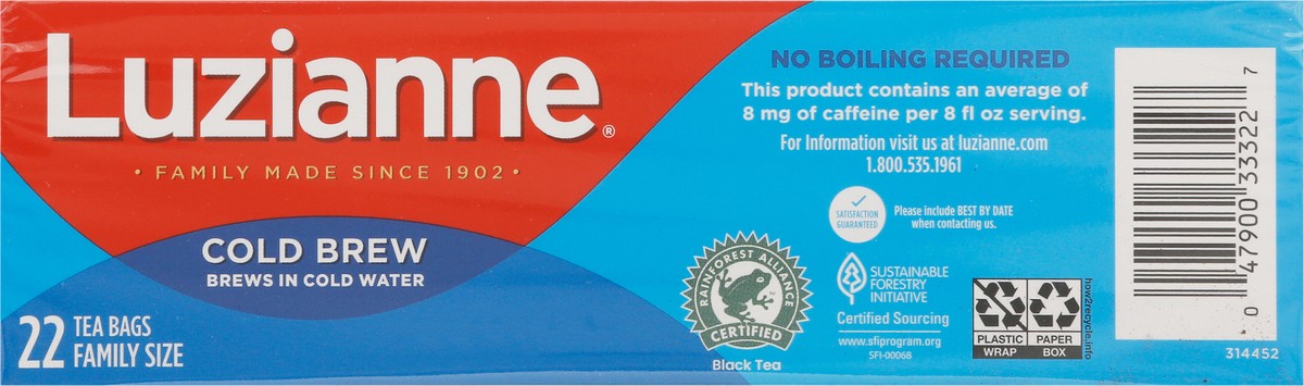 slide 6 of 9, Luzianne Cold Brew Tea Family Size 22 Tea Bags, 22 ct