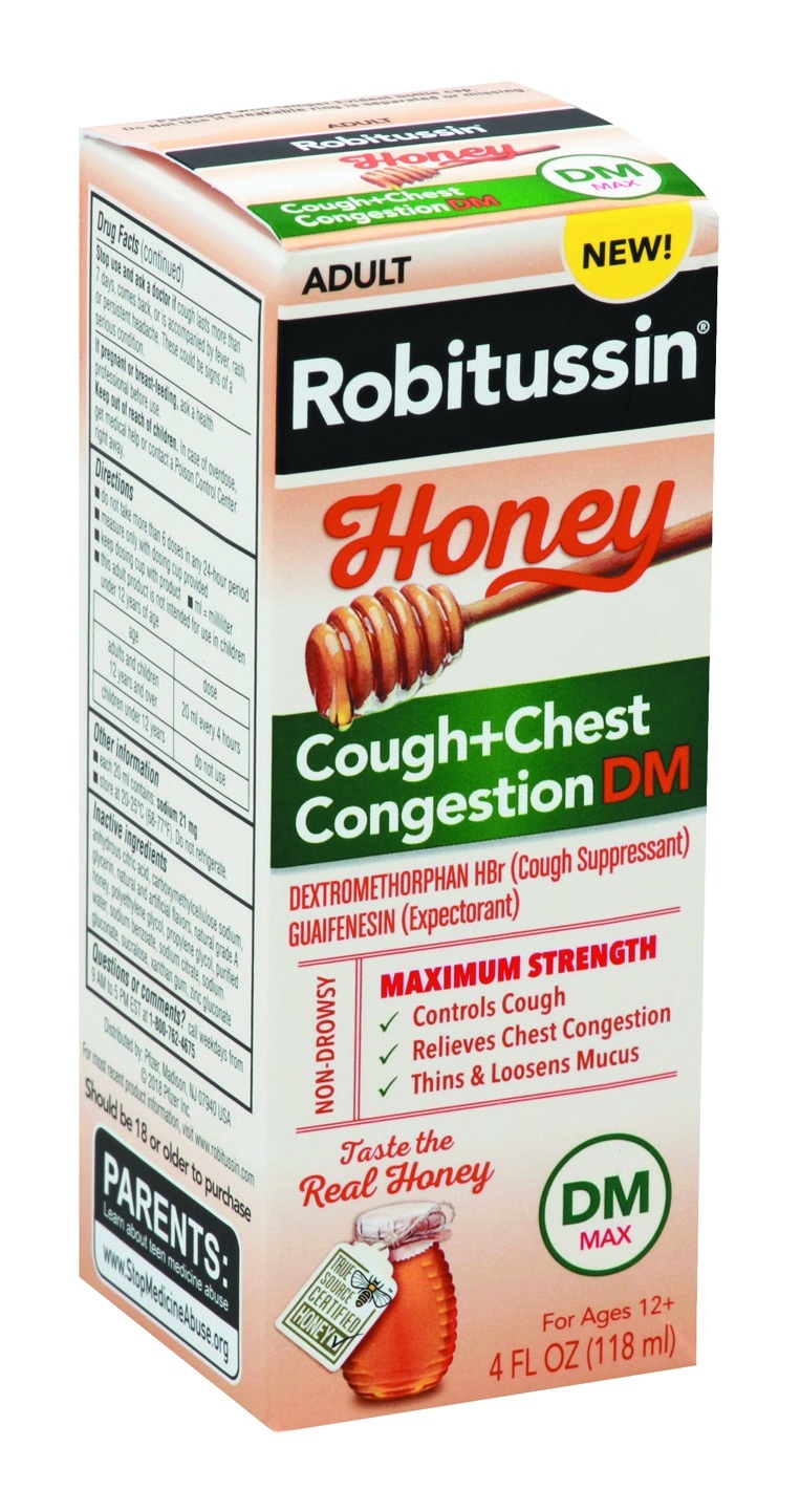 slide 1 of 5, Robitussin Max Honey Cough Syrup, 4 oz