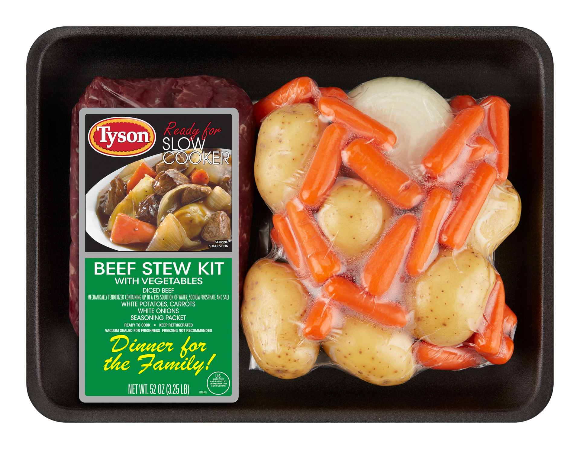 slide 1 of 6, KROGER Tyson Ready for Slow Cooker Beef Stew with Vegetables Meal Kit, 3.25 lb., 1.47 kg