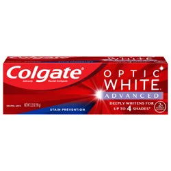 Colgate Optic White Advanced Teeth Whitening Toothpaste, Stain Prevention, 3.2 Oz