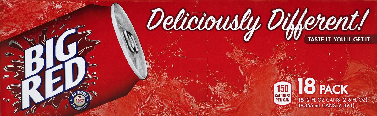 slide 2 of 8, Big Red Soda, 12 fl oz cans, 18 pack, 18 ct