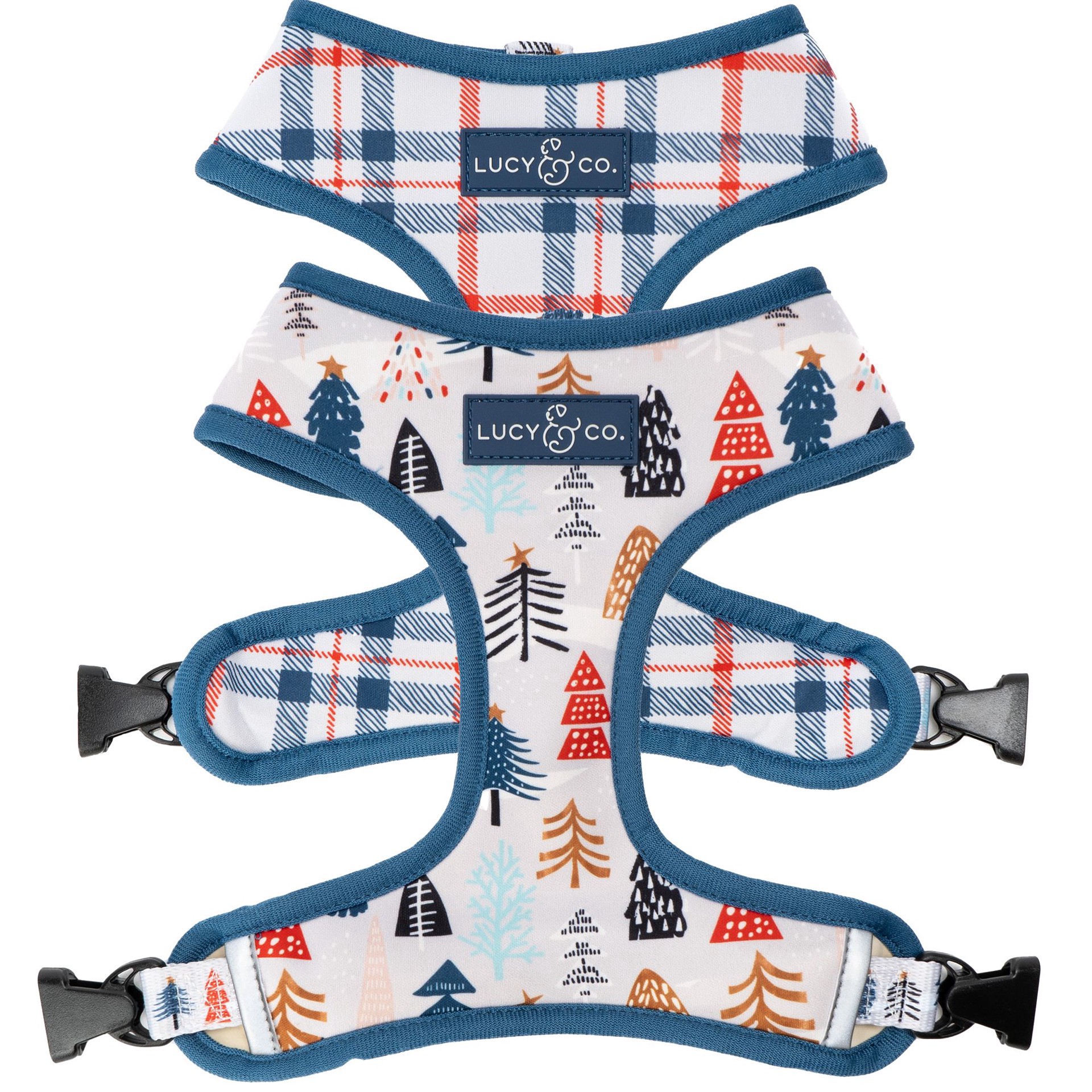 slide 1 of 1, Lucy & Co. Holiday Frosted Forest Reversible Dog Harness, 1 ct; X Large