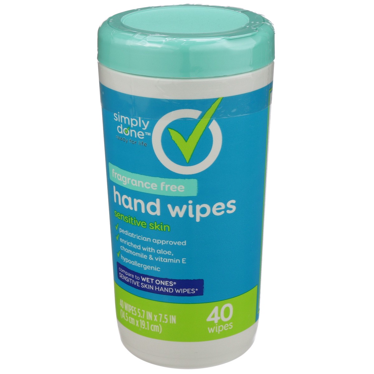 slide 3 of 8, Simply Done Sensitive Skin Hand Wipes - Fragrance Free, 40 ct