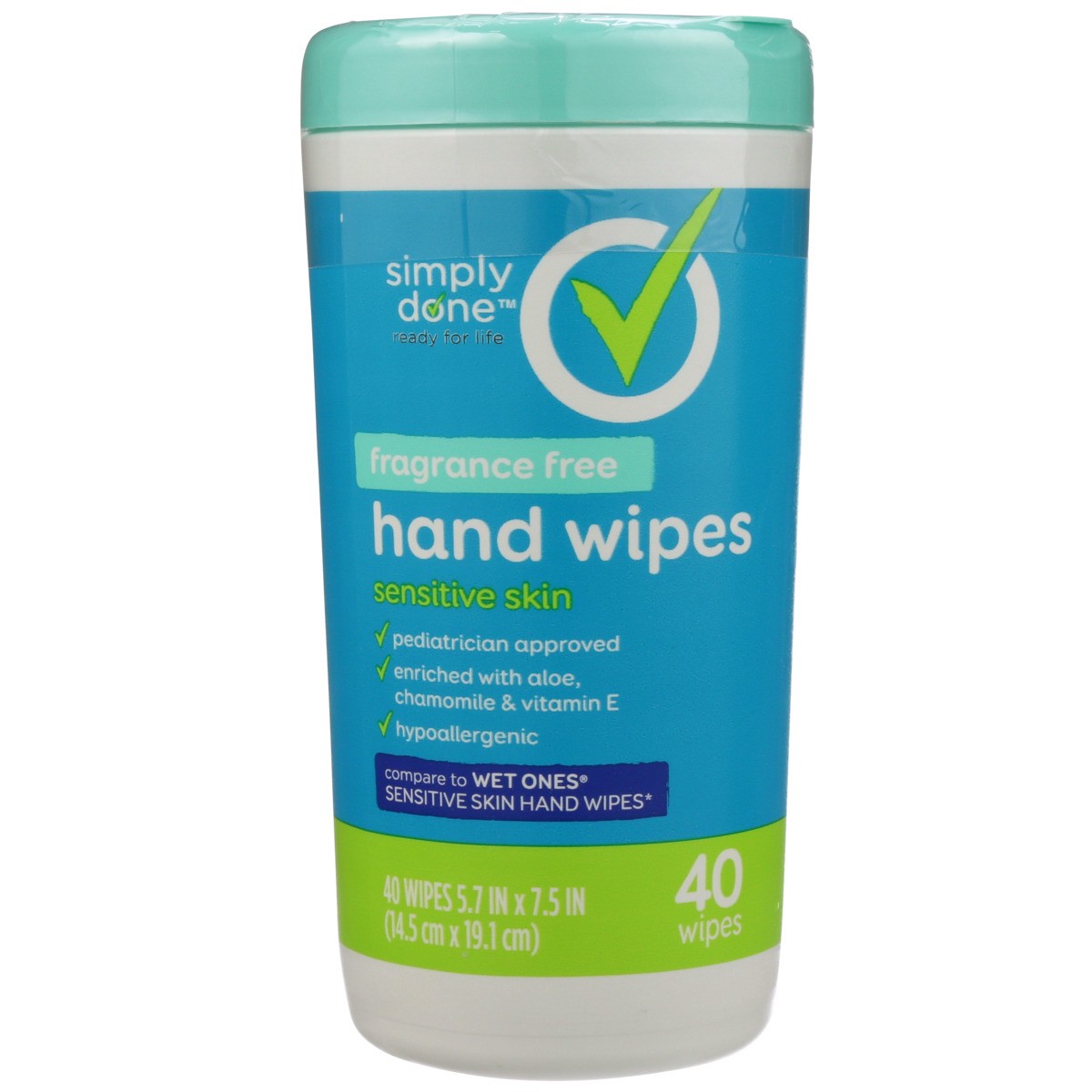 slide 7 of 8, Simply Done Sensitive Skin Hand Wipes - Fragrance Free, 40 ct