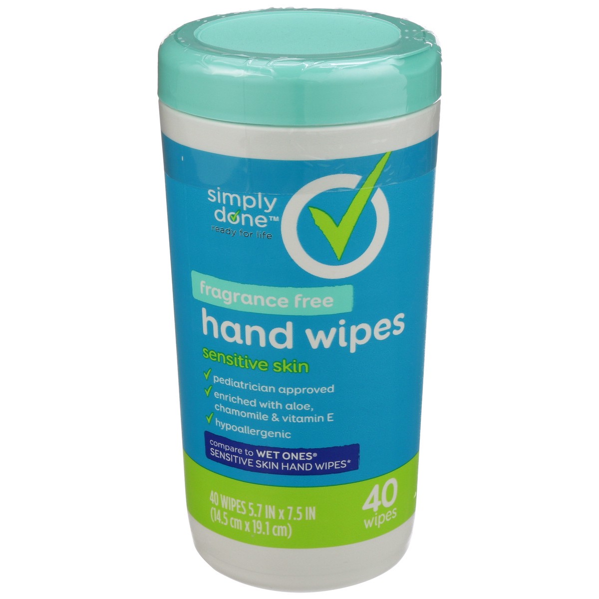 slide 1 of 8, Simply Done Sensitive Skin Hand Wipes - Fragrance Free, 40 ct