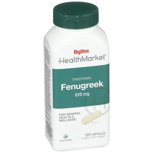 slide 1 of 1, Hy-Vee Health Market Traditional Fenugreek 610Mg Capsules, 120 ct