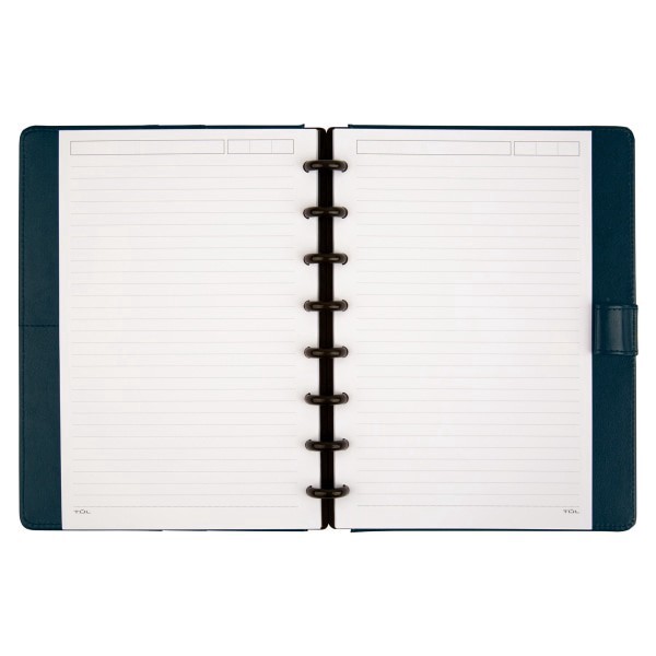 slide 2 of 2, TUL® Discbound Notebook With Leather Cover, Junior Size, Narrow Ruled, 60 Sheets, Navy, 1 ct