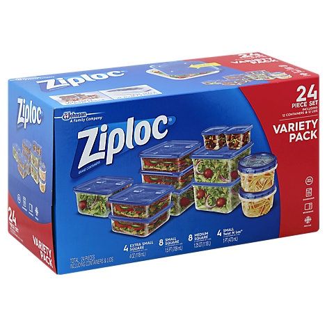 slide 1 of 1, Ziploc Containers & Lids Variety Pack, 24 ct