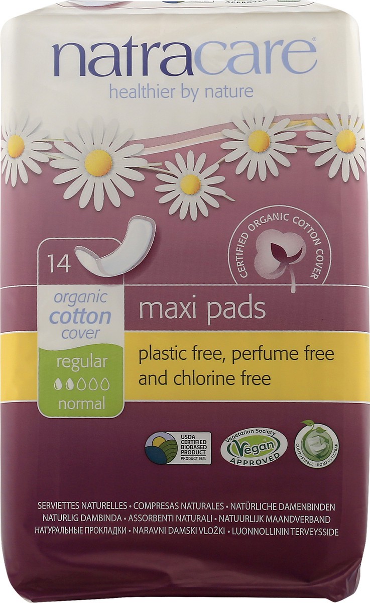 slide 1 of 11, Natracare Pads,Maxi,Regular, 14 ct