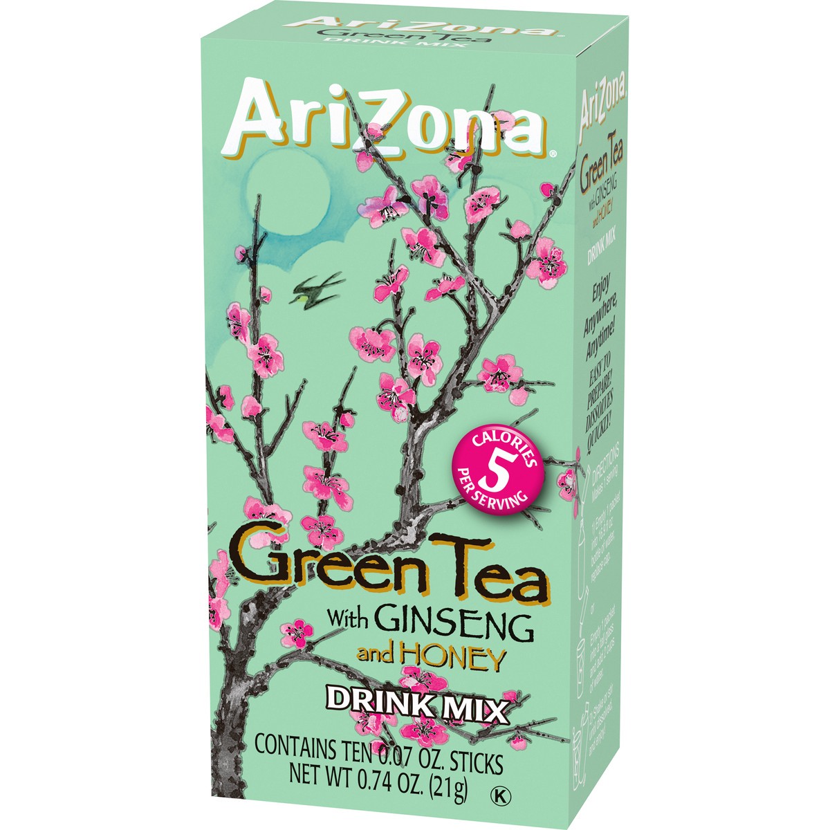 slide 5 of 7, AriZona Green Tea with Ginseng and Honey Drink Mix Packs, 10 ct