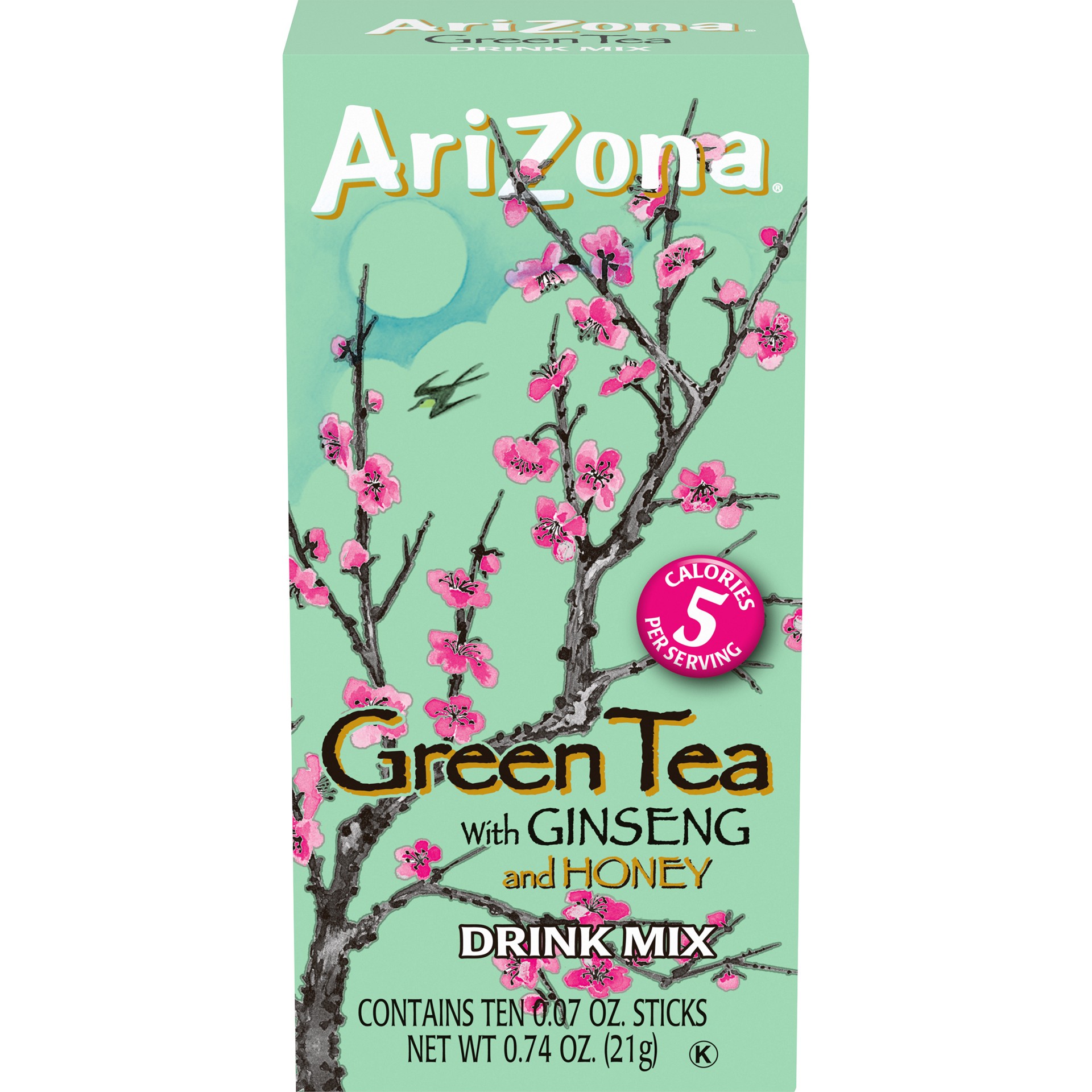 slide 1 of 7, AriZona Green Tea with Ginseng and Honey Drink Mix Packs, 10 ct