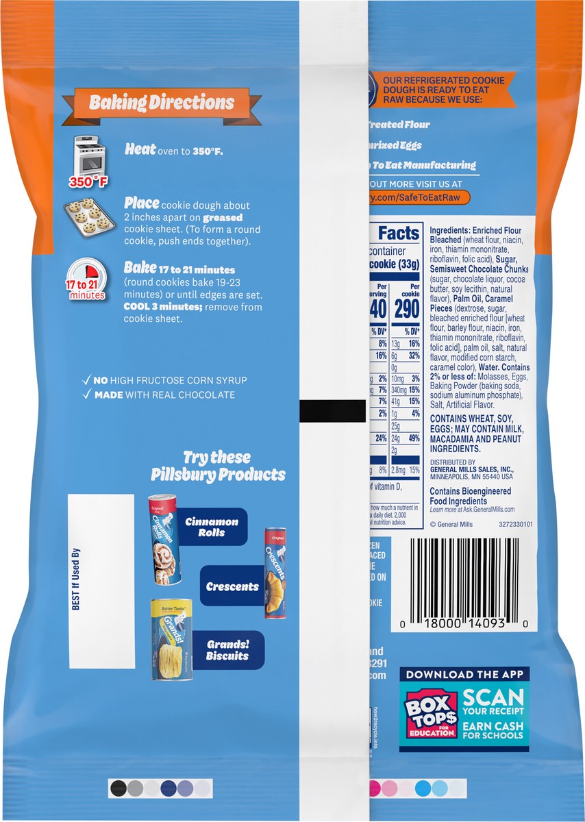 slide 13 of 15, Pillsbury Ready to Bake! Big Cookies Chocolate Chunk Salted Caramel Cookie Dough, 6 Count, 14 oz, 14 oz